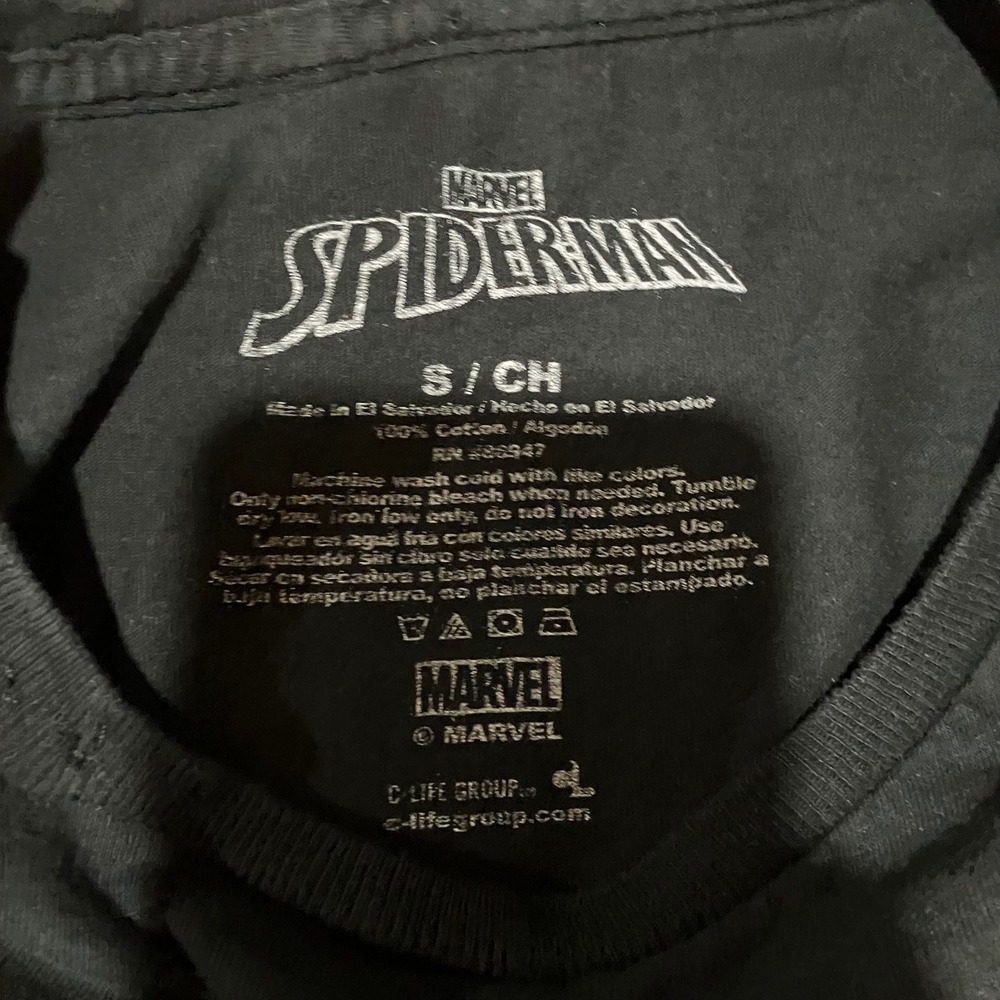 Marvel T-Shirt Men S Black S/S Logo Graphic Tee Spiderman C-Life Gorpcore Retro - Picture 6 of 6